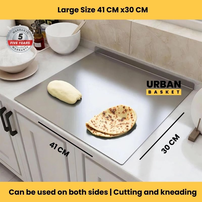 Premium Grade Stainless Steel Counter Top Chopping Board™ - 40 x 31 CMs ( Large Size) - 5 YEARS WARRANTY