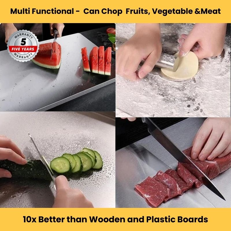 Premium Grade Stainless Steel Counter Top Chopping Board™ - 40 x 31 CMs ( Large Size) - 5 YEARS WARRANTY